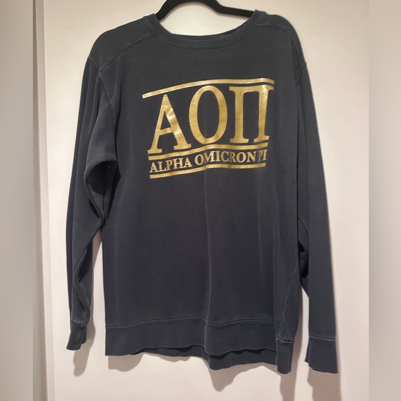 Aoii Comfort Colors Size Medium Alpha Omicron Pi Sweatshirt Gray With Gold Foil - Picture 5 of 9